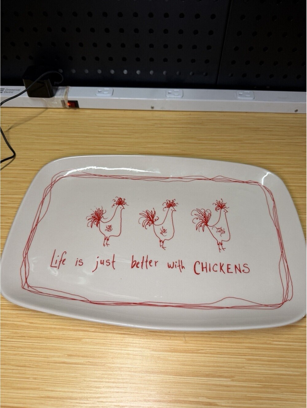 Tawnya Norton ~  Life Is Better With Chickens ~  Stoneware  Platter ~15” X 10” *